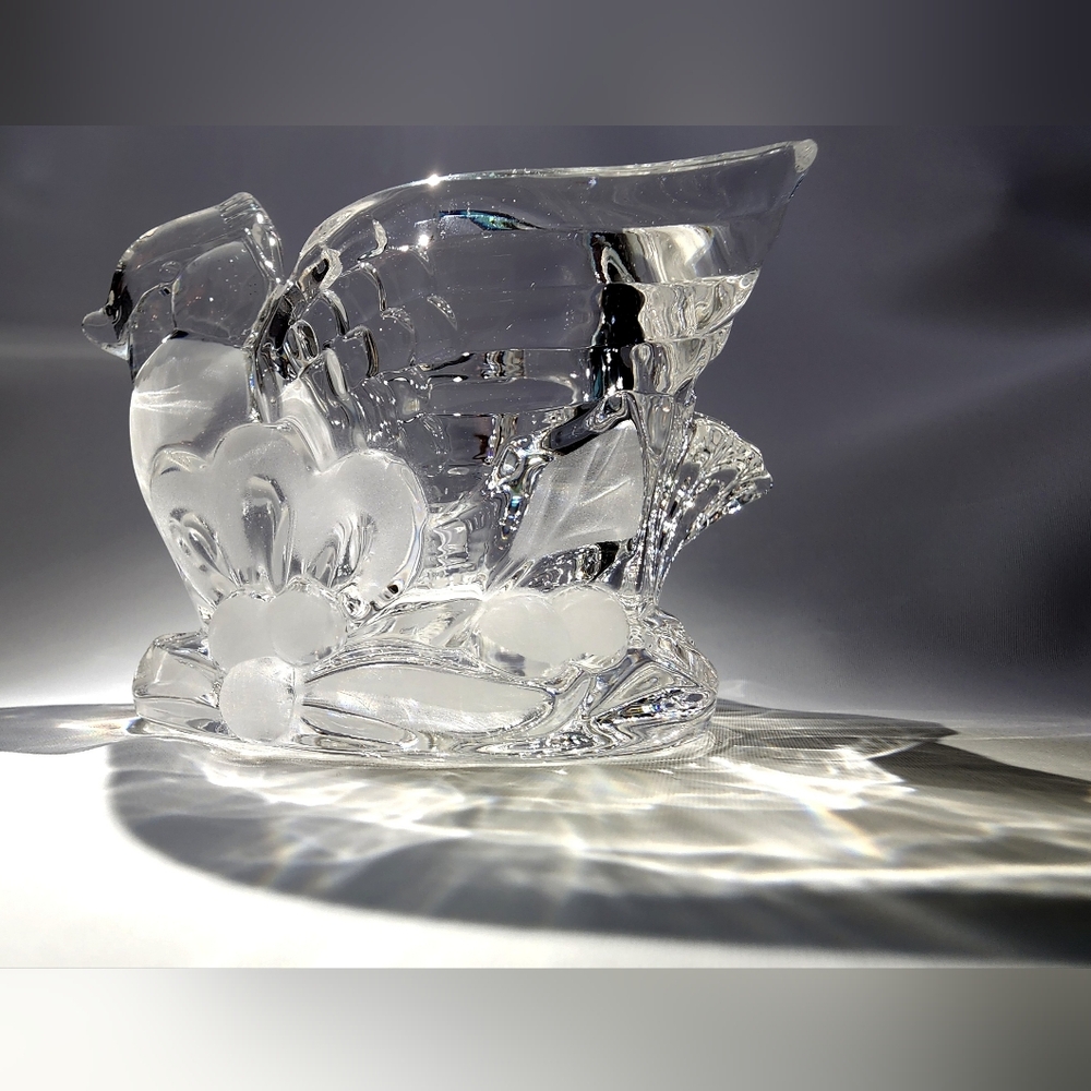 Vintage Gorham Crystal Holiday Traditions Cardinal Votive Candle Holder Frosted